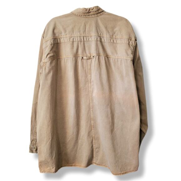 Men Vtg Levi Two Horse Tan Work Chore Shirt Shacket XXL Rancher Farm Heavy Duty - Picture 6 of 11